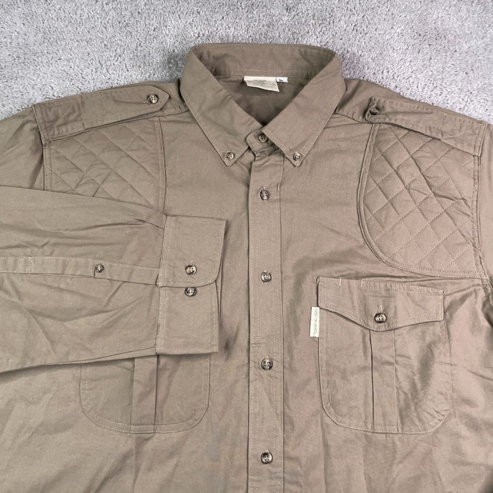 TAG Safari Shirt Mens 2XL XXL Brown Quilted Shooting Epaulettes Travel Workwear
